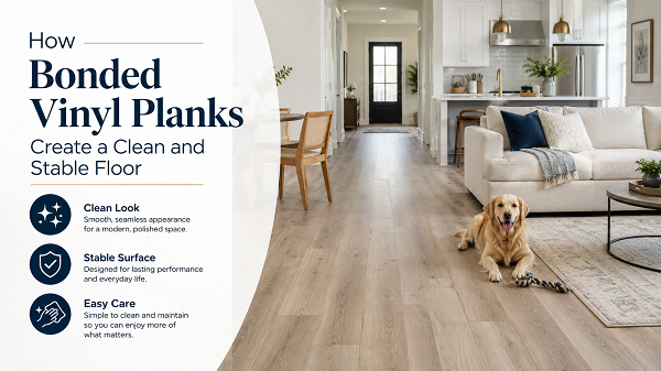 Bonded vinyl planks in modern home