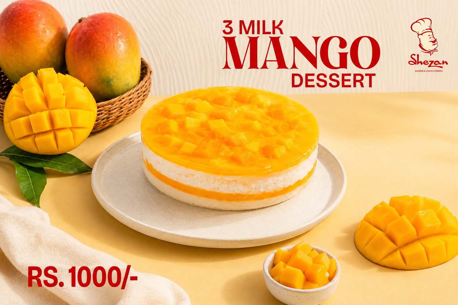 Mango Three Milk Cake by Shezan Bakers, Lahore